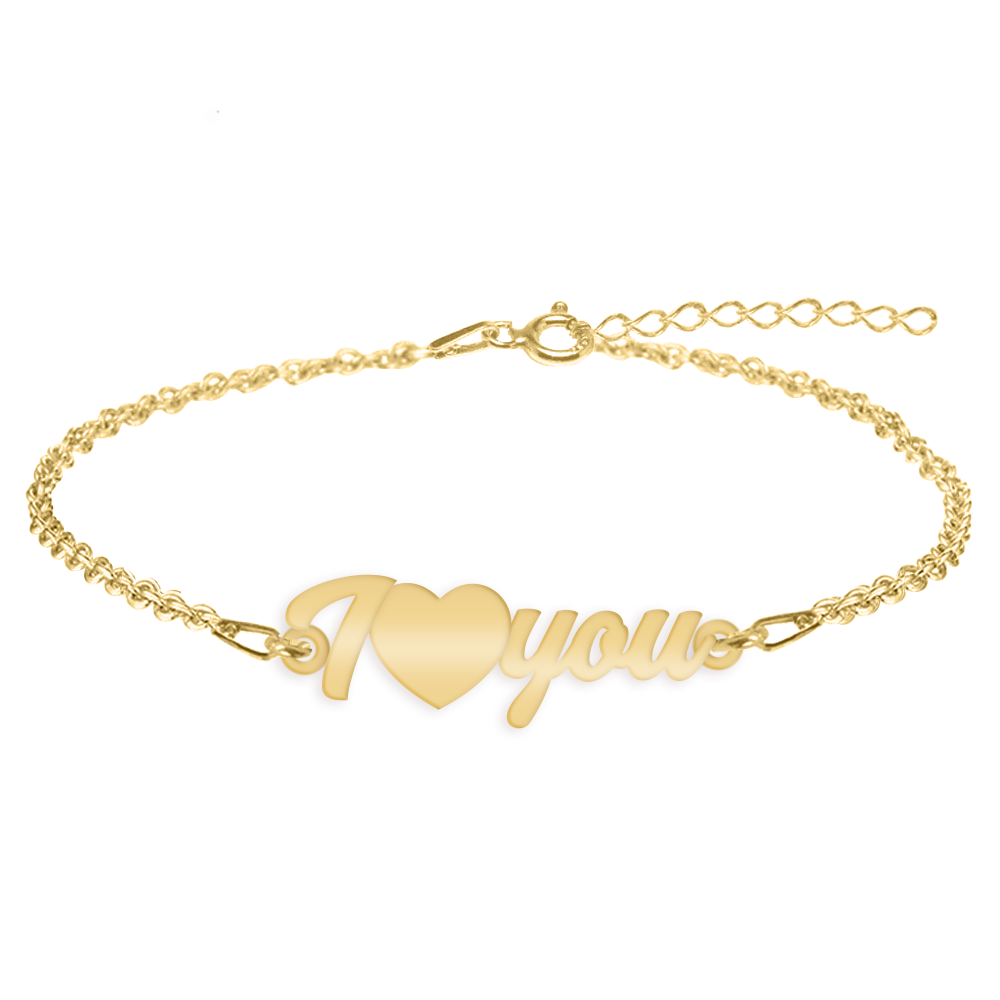 I Love You - Bratara personalizata argint 925 placat cu aur galben 24K